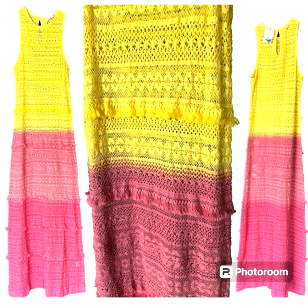 ⭐️ America & Beyond Ombre Maxi Crotchet Dress- Size Medium ⭐️